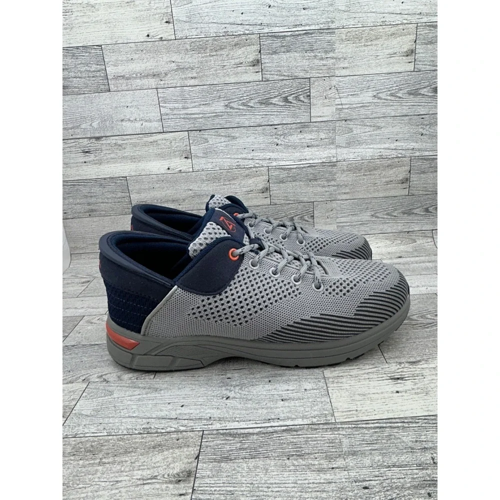 ZEBA Men's Athletic Shoes Gray Navy Orange Lace Up‎ Knit Sneakers Size 8.5
